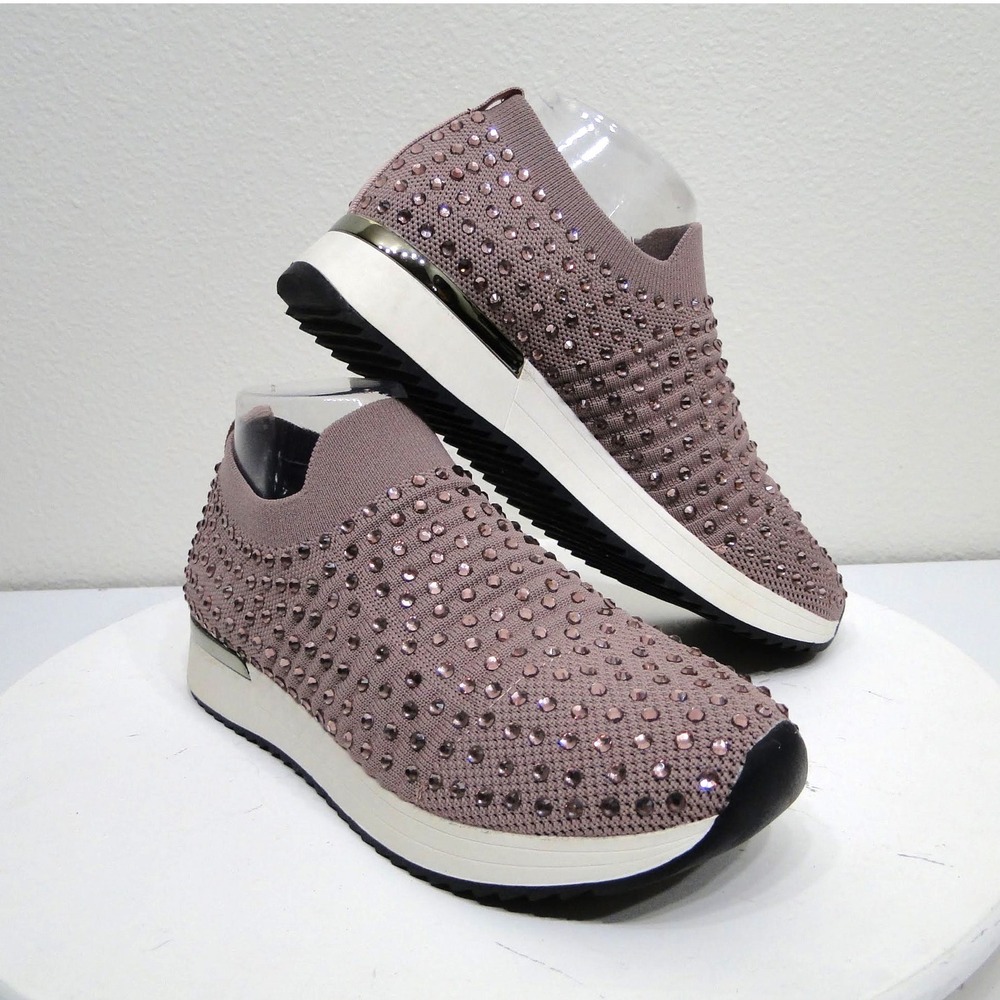 Kenneth Cole Reaction Cameron Jewel Jogger Mauve Rhinestone Slip On Sneakers 7.5 - Picture 2 of 14